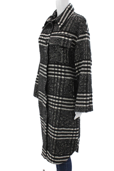 SF/ Z/ O Womens Plaid Virgin Wool Coat Black Button Closure Size M