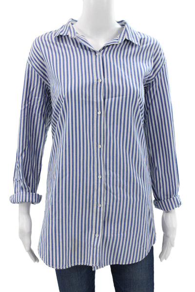 Zara Trafaluc Unisex Adults Blue Striped Button Down Shirt Size XL