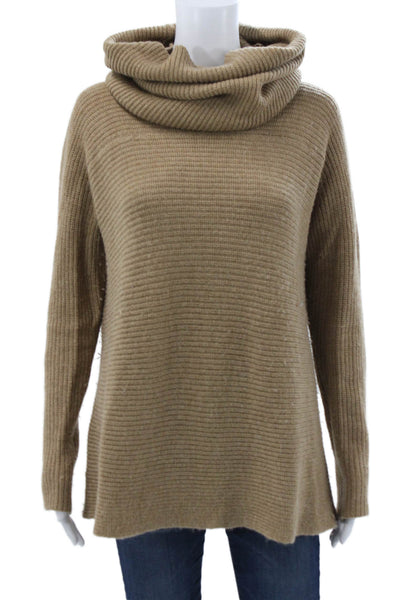 Vince Women Beige Cowl Neck Pullover Sweater Long Sleeve Petite Size S