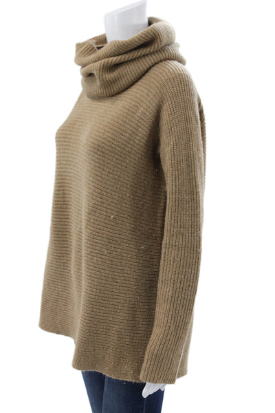 Vince Women Beige Cowl Neck Pullover Sweater Long Sleeve Petite Size S