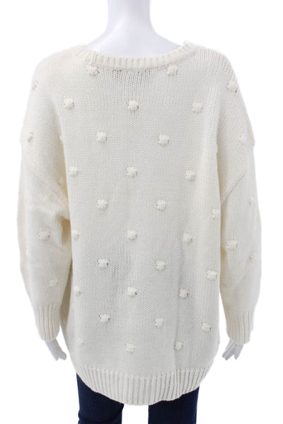 Cyrus Womens Pullover Sweater Ivory Round Neck Long Sleeve Size 1X