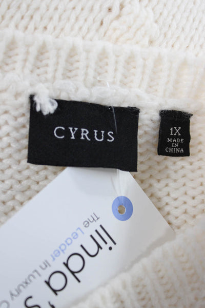 Cyrus Womens Pullover Sweater Ivory Round Neck Long Sleeve Size 1X