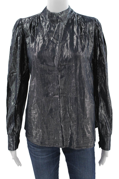 Velvet by Graham & Spencer Women Black High Neck Long Sleeve Blouse Size S