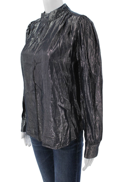 Velvet by Graham & Spencer Women Black High Neck Long Sleeve Blouse Size S