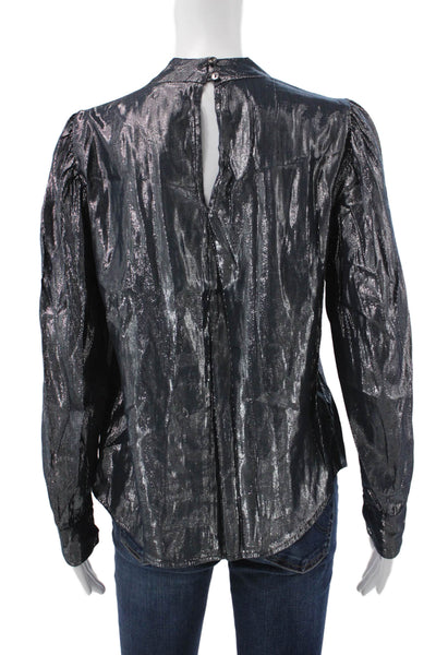 Velvet by Graham & Spencer Women Black High Neck Long Sleeve Blouse Size S