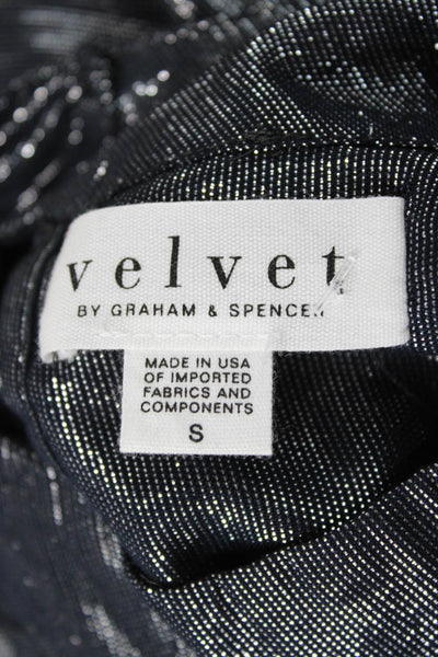 Velvet by Graham & Spencer Women Black High Neck Long Sleeve Blouse Size S