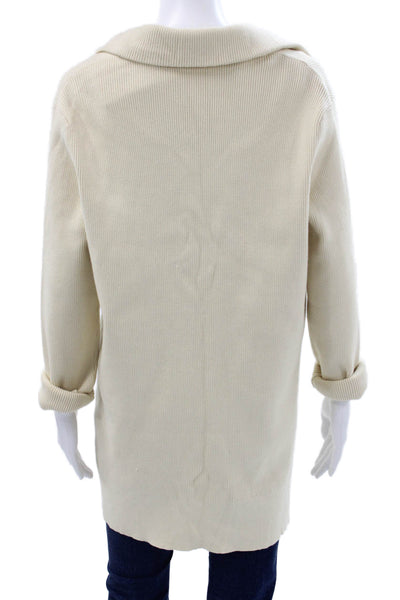 Free People Women Overcoat Ivory Button Collar Long Sleeve Size M