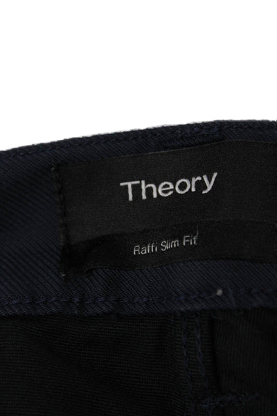 Theory Mens Chino Pants Blue Button Cotton Size 36