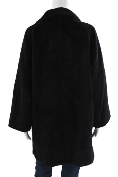 Max Mara Womens Overcoat Black Alpaca Button Long Sleeve Classic Size 2