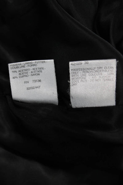 Max Mara Womens Overcoat Black Alpaca Button Long Sleeve Classic Size 2
