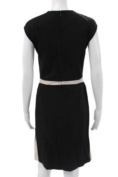 Narciso Rodriguez Women Shift Dress Black Wool Short Sleeve Size 4