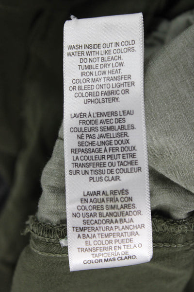 Frame Womens Cargo Pants Green Solid Cotton Button Size 25