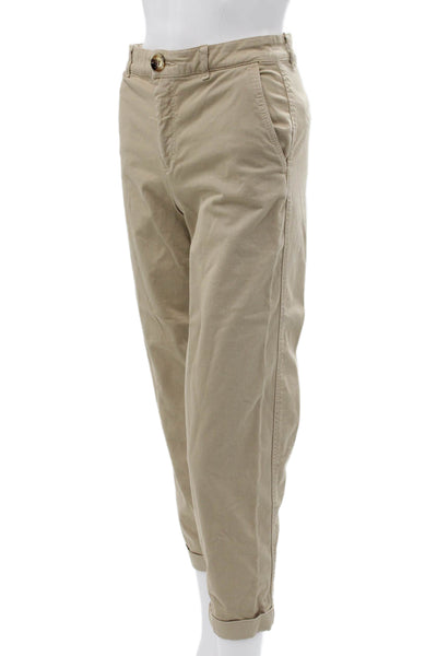 Zara Women Chino Pants Beige Cotton Button Size 2