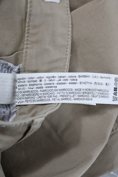 Zara Women Chino Pants Beige Cotton Button Size 2