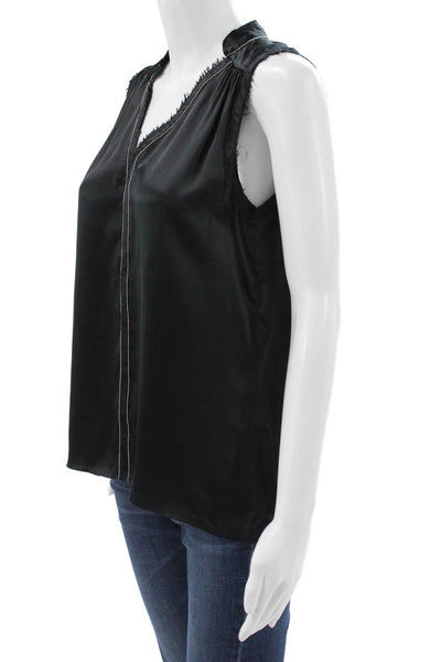 Go Silk Womens Black 100% Silk V Neck Sleeveless Basic Blouse Size S