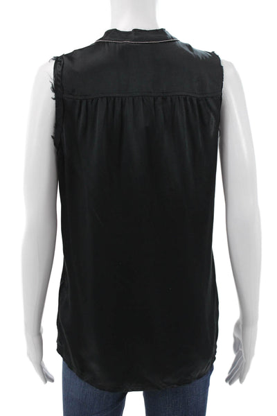 Go Silk Womens Black 100% Silk V Neck Sleeveless Basic Blouse Size S