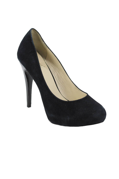 Pelle Moda Womens Suede Leather Platform Heels Shoes Black Size 7.5M