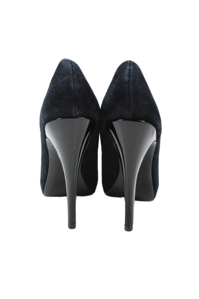 Pelle Moda Womens Suede Leather Platform Heels Shoes Black Size 7.5M
