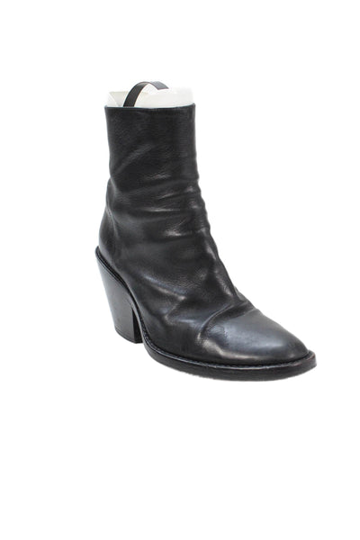 Ann Demeulemeester Womens Leather Zip Ankle Boots Shoes Black Size 7.5