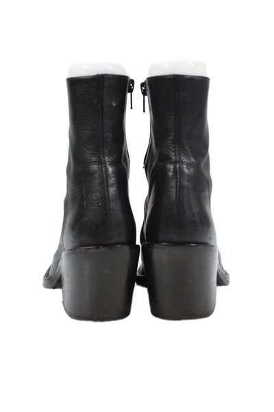 Ann Demeulemeester Womens Leather Zip Ankle Boots Shoes Black Size 7.5