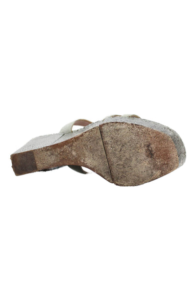 Alexa Wagner Womens Suede Snakeskin Print Strappy Wedge Heels Shoes Gray Size 7