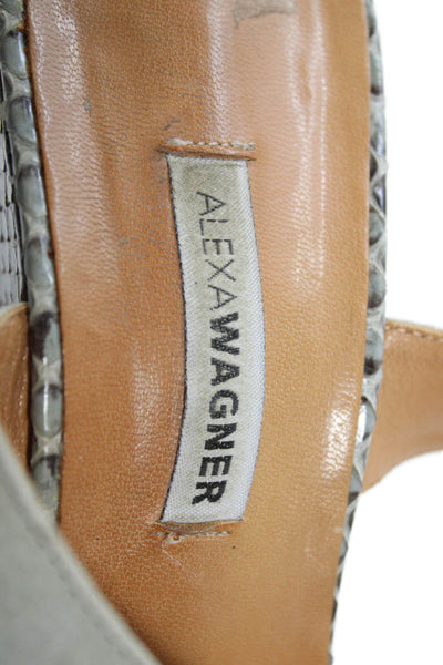 Alexa Wagner Womens Suede Snakeskin Print Strappy Wedge Heels Shoes Gray Size 7