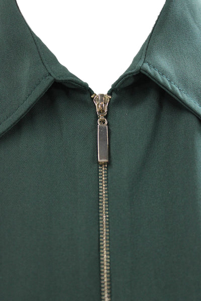 Zara Basic Women Green Collared Sleeveless Shirt Dress Polyester Blend Size S