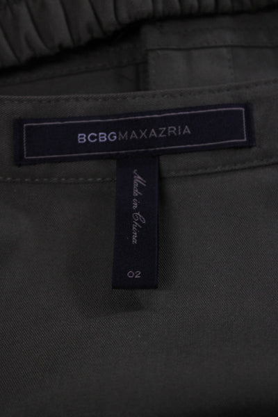 BCBG Max Azria Women Green Collared Button Up Romper Lyocell Size 2