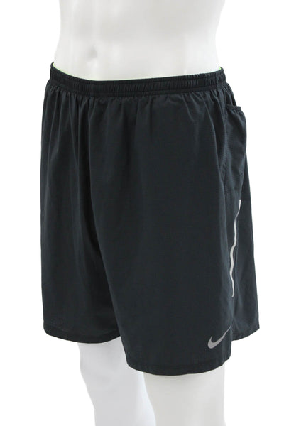 Nike Men Bermuda Shorts Black Polyester Drawstring Sports Size L