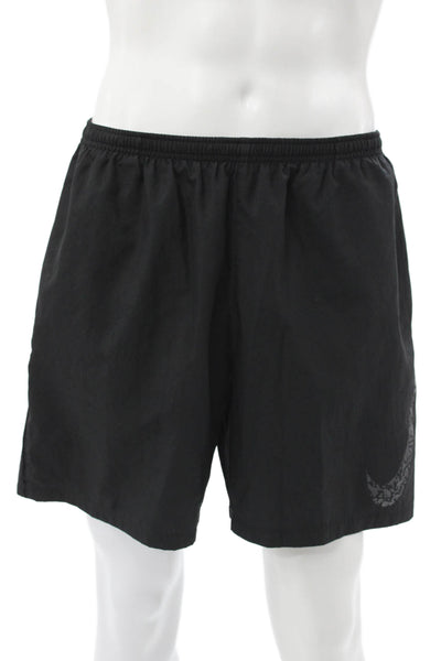 Nike Mens Athletic Shorts Black 100% Polyester Drawstring Size L