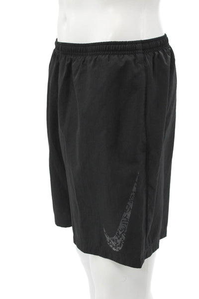 Nike Mens Athletic Shorts Black 100% Polyester Drawstring Size L