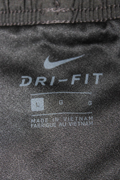 Nike Mens Athletic Shorts Black 100% Polyester Drawstring Size L