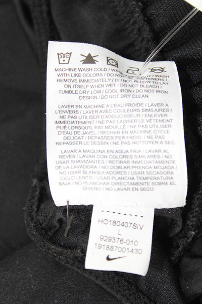Nike Mens Athletic Shorts Black 100% Polyester Drawstring Size L