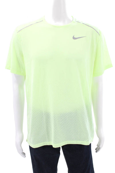 Nike Mens Yellow Basic T-Shirt Polyester Short Sleeve Round Neck Size L