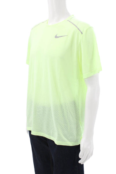 Nike Mens Yellow Basic T-Shirt Polyester Short Sleeve Round Neck Size L