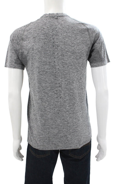 Nike Mens Gray Striped Basic T-Shirt Crew Neck Short Sleeve Polyester Size M