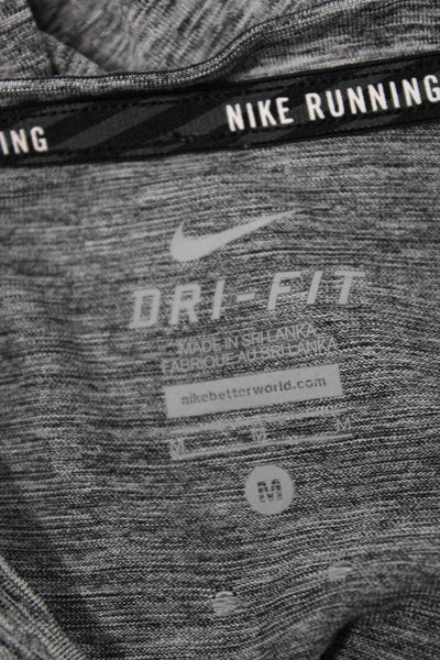 Nike Mens Gray Striped Basic T-Shirt Crew Neck Short Sleeve Polyester Size M