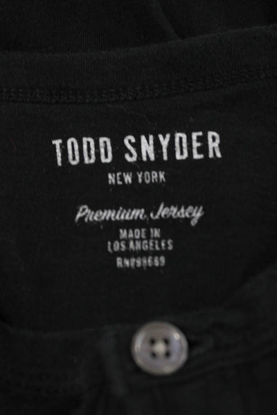 Todd Snyder Mens Long Sleeves Henley Shirt Black Cotton Size Medium