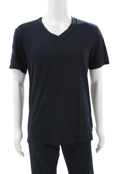 Standard James Perse Mens Basic V-Neck T-Shirt Blue Cotton Size 2
