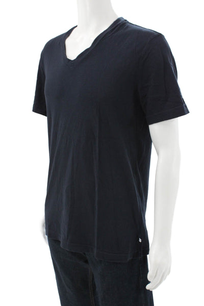Standard James Perse Mens Basic V-Neck T-Shirt Blue Cotton Size 2