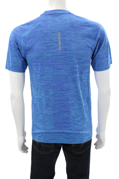 Nike Mens Basic Striped Nylon Crew Neck Short Sleeve T-Shirt Blue Size M