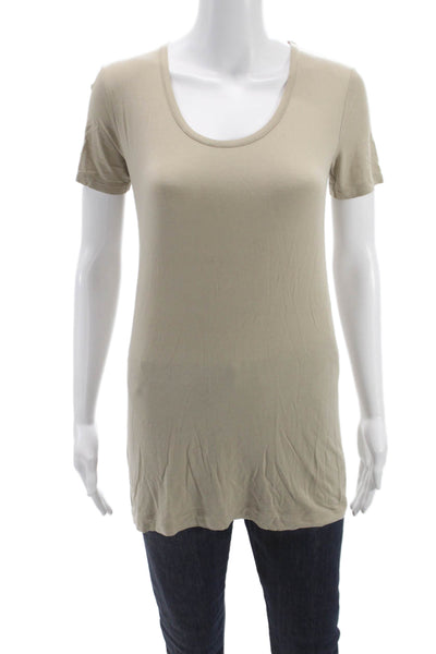 Theory Womens Tunic T Shirt Beige Scoop Neck Short Sleeve Size S