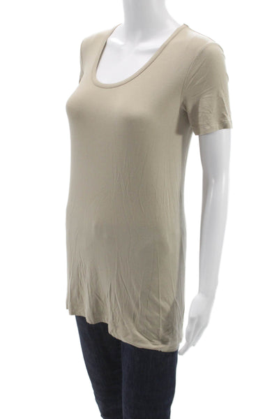Theory Womens Tunic T Shirt Beige Scoop Neck Short Sleeve Size S