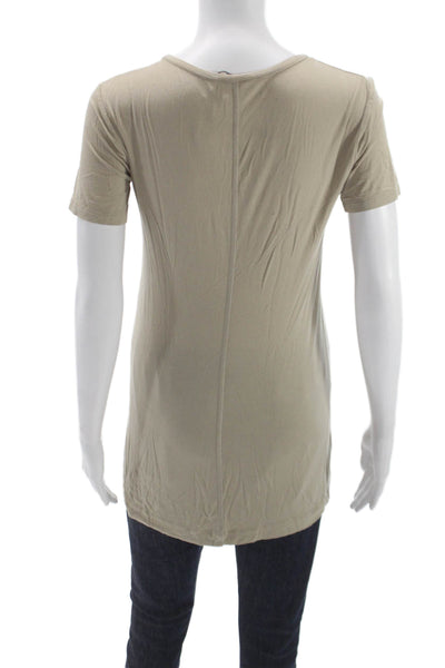 Theory Womens Tunic T Shirt Beige Scoop Neck Short Sleeve Size S
