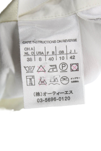 S Max Mara Womens White Cotton Collared Long Sleeve Basic Blouse Button Size 8