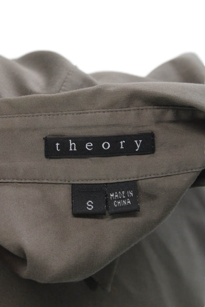 Theory Womens Brown Cotton Collared Button-Up Basic Long Sleeve Petite Size S