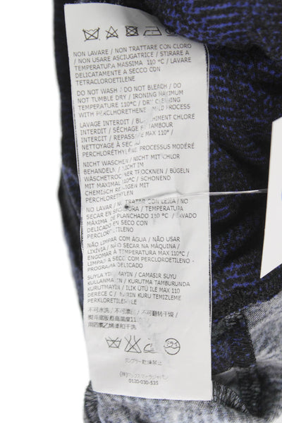 Max Mara Womens Blue V Neck Geometric Viscose Wrap Sweater Long Sleeve Size L