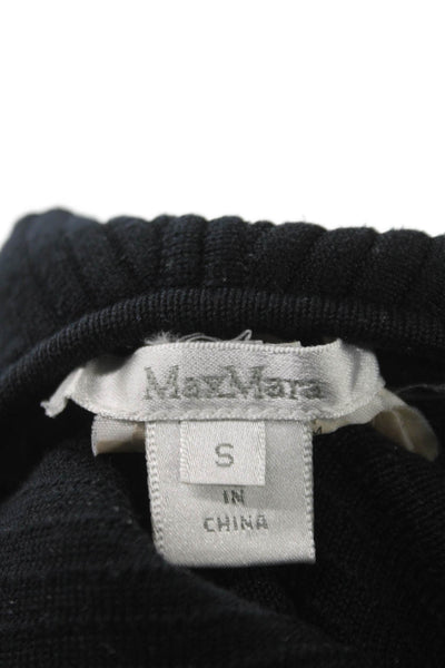 Max Mara Women Pullover Silk V-Neck Black Long Sleeve Sweater Size S