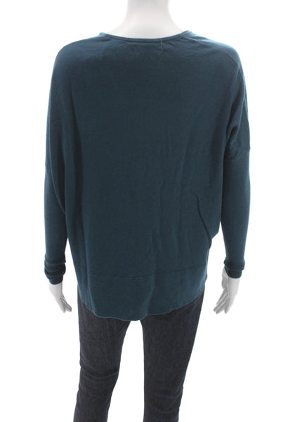 Akris Punto Womens Blue V-Neck Wool Pullover Sweater Long Sleeve Size 6