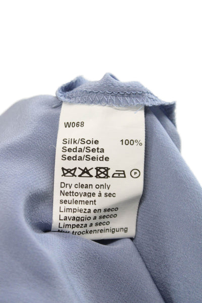 Gerard Darel Women Silk V-Neck Long Sleeve Basic Blouse Blue Size 36